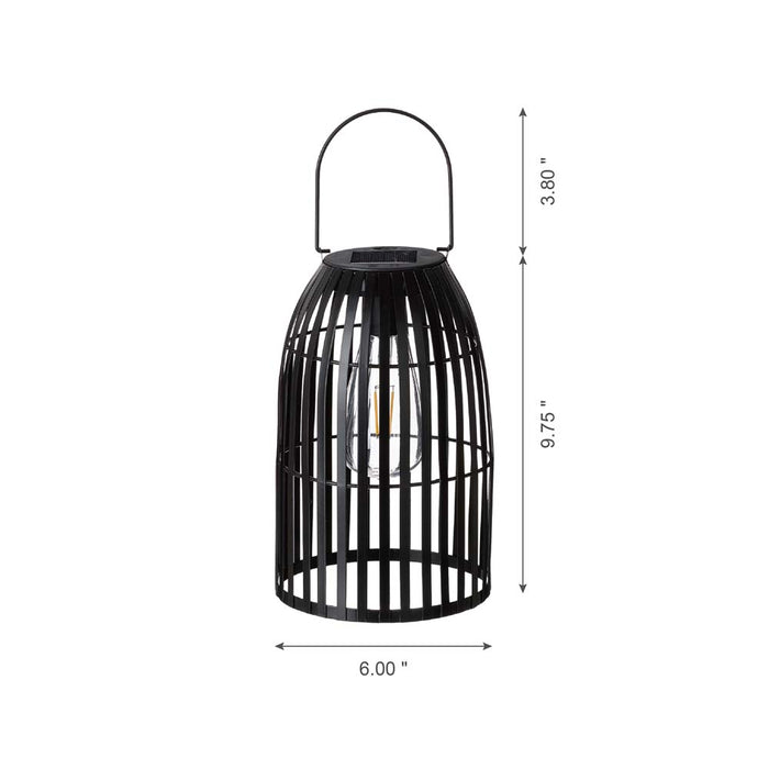 9.75"H Black Metal Woven Solar Powered Outdoor Hanging Lantern