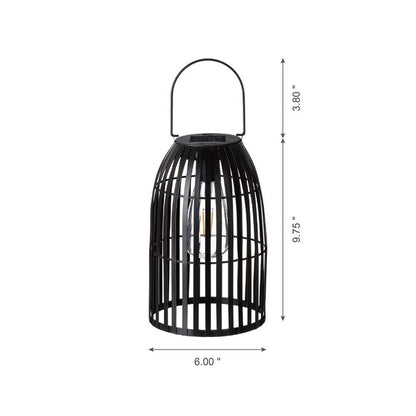 9.75"H Black Metal Woven Solar Powered Outdoor Hanging Lantern