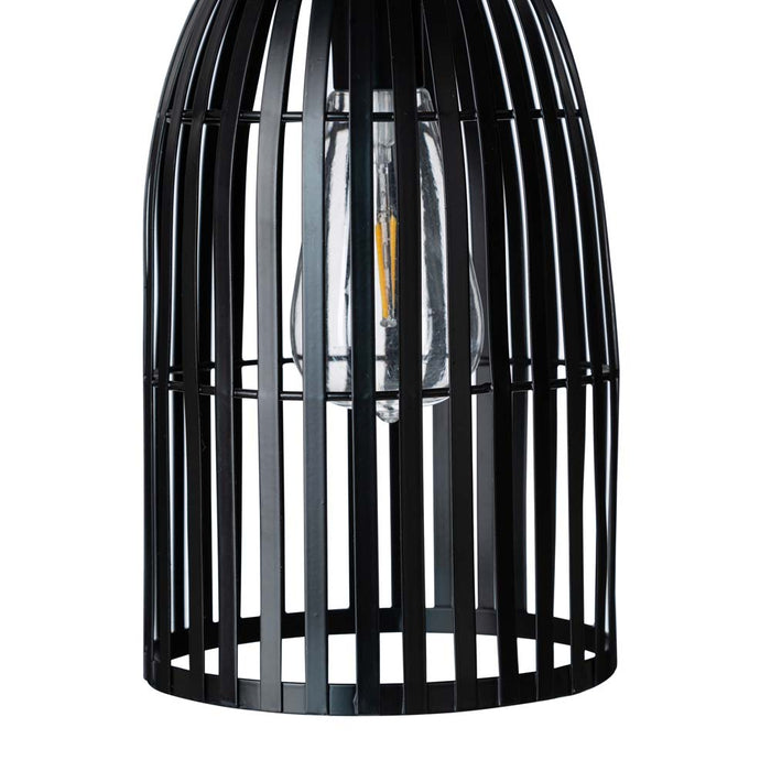 9.75"H Black Metal Woven Solar Powered Outdoor Hanging Lantern