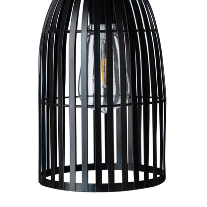 9.75"H Black Metal Woven Solar Powered Outdoor Hanging Lantern