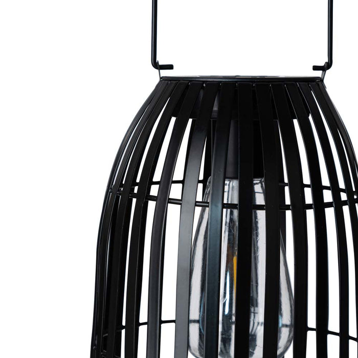 9.75"H Black Metal Woven Solar Powered Outdoor Hanging Lantern