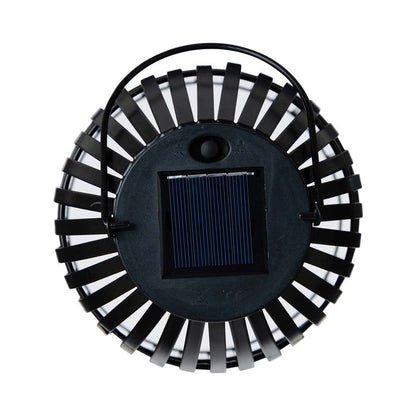 9.75"H Black Metal Woven Solar Powered Outdoor Hanging Lantern