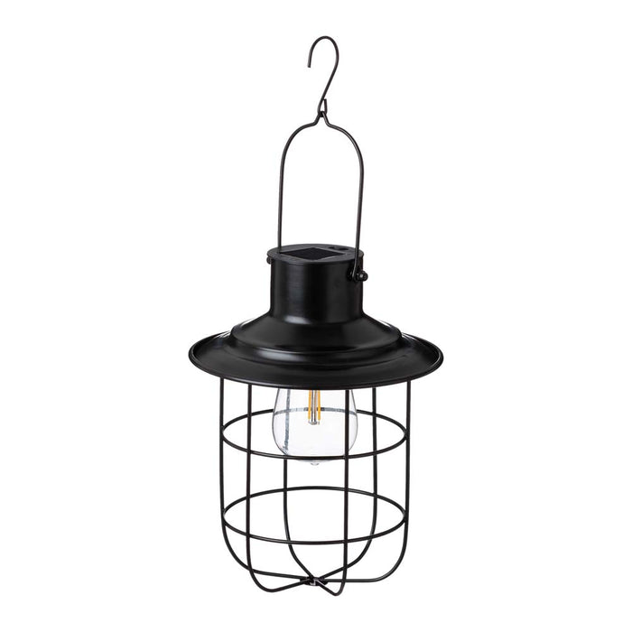 9.75"H Farmhouse Black Metal Wire Solar Powered Outdoor Hanging Lantern