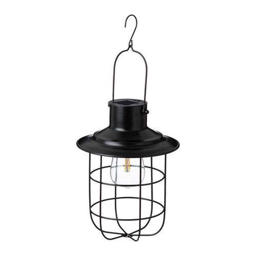 9.75"H Farmhouse Black Metal Wire Solar Powered Outdoor Hanging Lantern