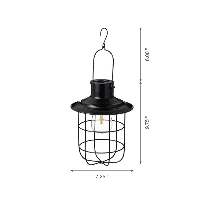 9.75"H Farmhouse Black Metal Wire Solar Powered Outdoor Hanging Lantern
