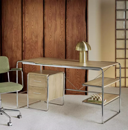 Albers Chrome Office Desk Natural | Modern Home Office Workstation Desk