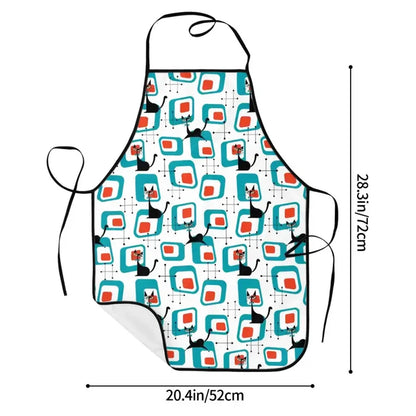 Atomic Cat Kitchen Apron – Retro 50s 60s Design with Utility Pocket - retro kitchen