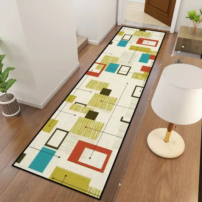 Atomic Style Midcentury Runner Rug – Retro 50s 60s Vintage Pattern - retro runner
