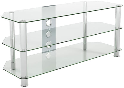 AVF Clear Glass Up to 55 Inch TV Stand - Silver