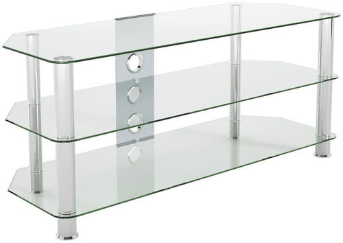 AVF Clear Glass Up to 55 Inch TV Stand - Silver