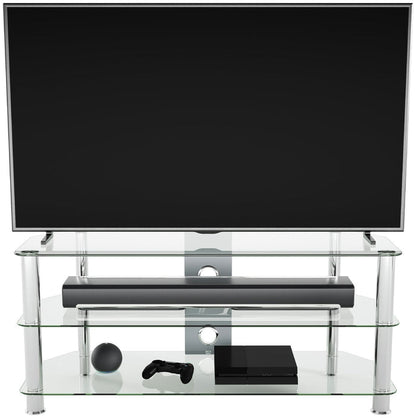 AVF Clear Glass Up to 55 Inch TV Stand - Silver