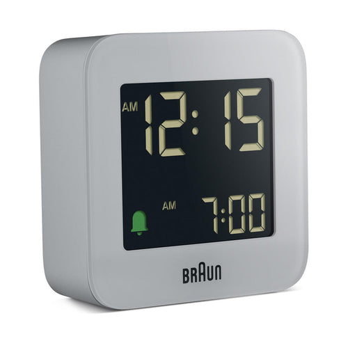 BC08 Braun digital travel alarm clock - grey