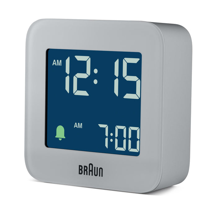 BC08 Braun digital travel alarm clock - grey