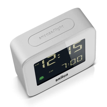 BC08 Braun digital travel alarm clock - white