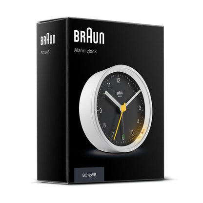 BC12 Braun classic analogue alarm clock - white & black