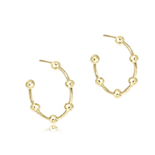 BEADED SIMPLICITY 1" POST HOOP - 4MM GOLD