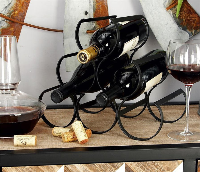 BLACK METAL 6 BOTTLE WINE RACK,