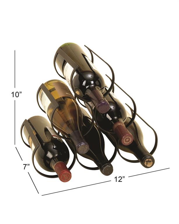 BLACK METAL 6 BOTTLE WINE RACK,