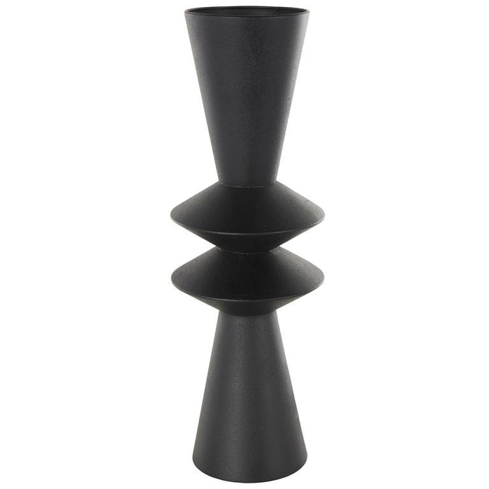 Black Metal Art Deco Fluted Decorative Vase