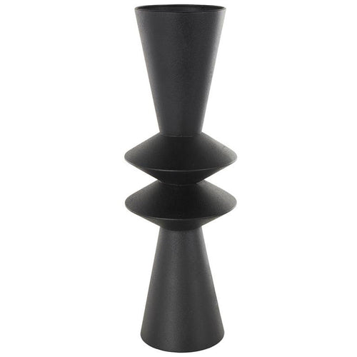 Black Metal Art Deco Fluted Decorative Vase