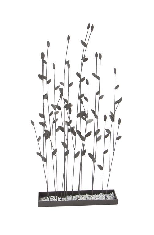 BLACK METAL FLORAL SCULPTURE WITH LOOSE STONES,