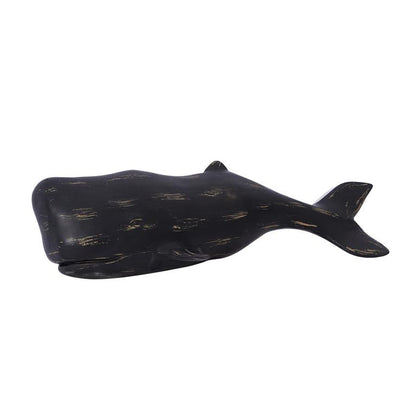 BLACK POLYSTONE WHALE WALL DECOR