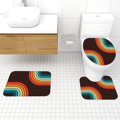 Black Rainbow 70s Retro Shower Curtain - Midcentury Style Home - retro bathroom