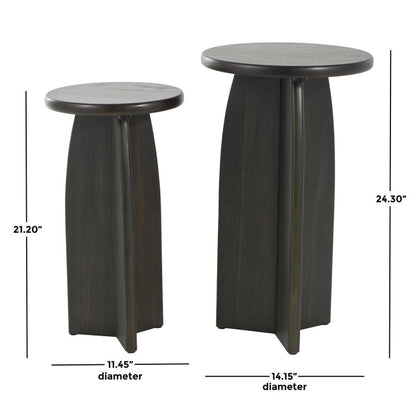 Black Wood Pedestal Side End Accent Table
