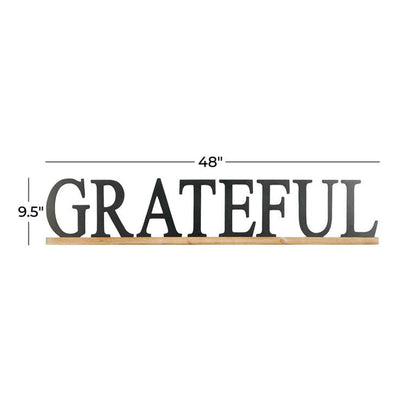 BLACK WOOD SIGN GRATEFUL WALL DECOR