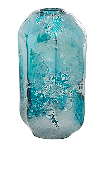 BLUE GLASS HANDMADE BLOWN VASE