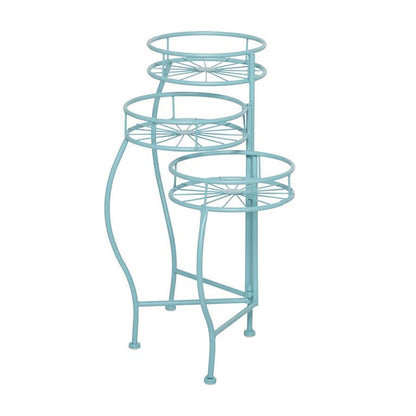 BLUE METAL STARBURST INDOOR OUTDOOR 3 TIER PLANTSTAND