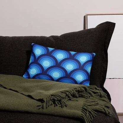 Blue Midcentury THROW PILLOW 70s Retro Circles Pattern - retro pillow