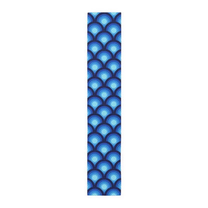 Blue Peacock Eye Retro 70s Table Runner in 2 Sizes - Midcentury Decor - 16’’ × 90’’ / Polyester - retro table linen