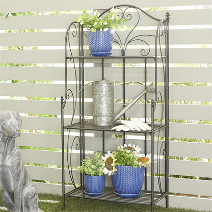 BLUE PORCELAIN GEOMETRIC INDOOR OUTDOOR PLANTER WITH ATTACHED SAUCER