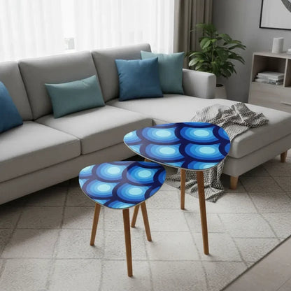 Blue Retro 70s Runner Rug – Midcentury Peacock Eyes Pattern | Multiple Sizes - retro runner