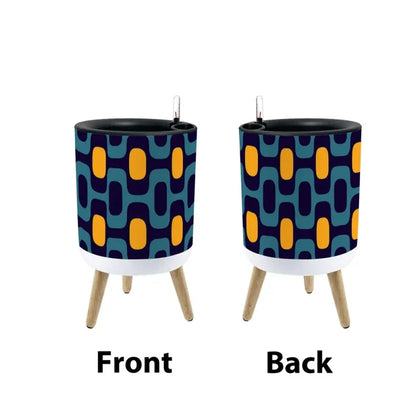 Blue Yellow Retro 70s Scandi Style Planter with Wooden Legs - retro plant pot