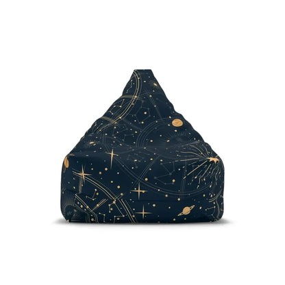Blue Yellow Retro Bean Bag Chair Cover - Astrology Moon Stars Planets Decor Game Rooms Lounge Living Room - 2 sizes