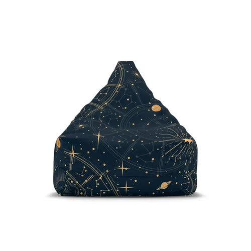 Blue Yellow Retro Bean Bag Chair Cover - Astrology Moon Stars Planets Decor Game Rooms Lounge Living Room - 2 sizes