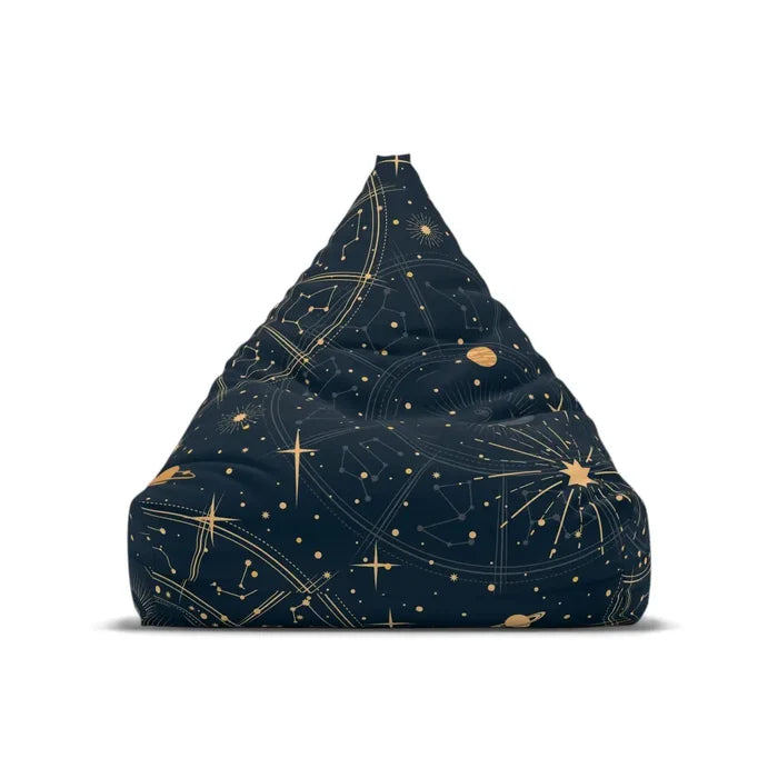 Blue Yellow Retro Bean Bag Chair Cover - Astrology Moon Stars Planets Decor Game Rooms Lounge Living Room - 2 sizes