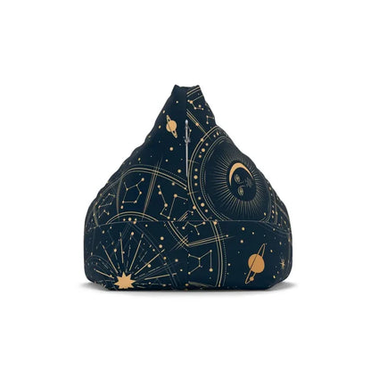 Blue Yellow Retro Bean Bag Chair Cover - Astrology Moon Stars Planets Decor Game Rooms Lounge Living Room - 2 sizes