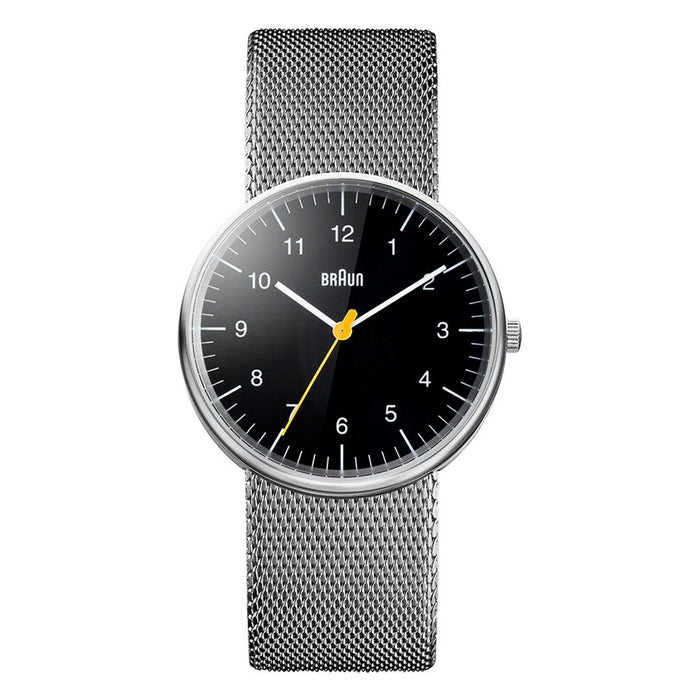 BN0021 Braun gents classic watch - black dial and silver mesh bracelet