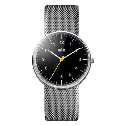 BN0021 Braun gents classic watch - black dial and silver mesh bracelet