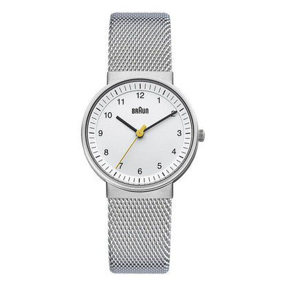 BN0031 Braun ladies classic watch - white dial and silver mesh bracelet