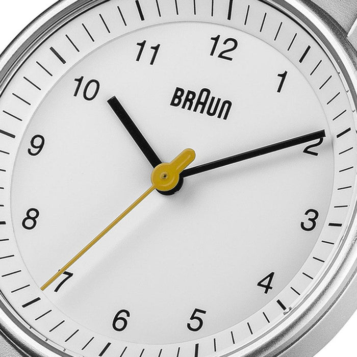 BN0031 Braun ladies classic watch - white dial and silver mesh bracelet