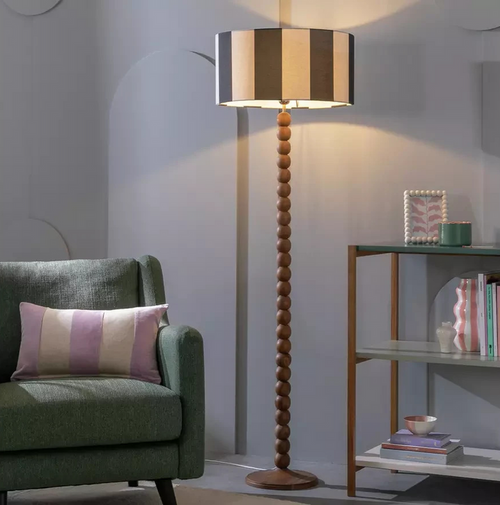 Bobbin Mango Wood Floor Lamp Base Walnut | Decorative Lighting Stand