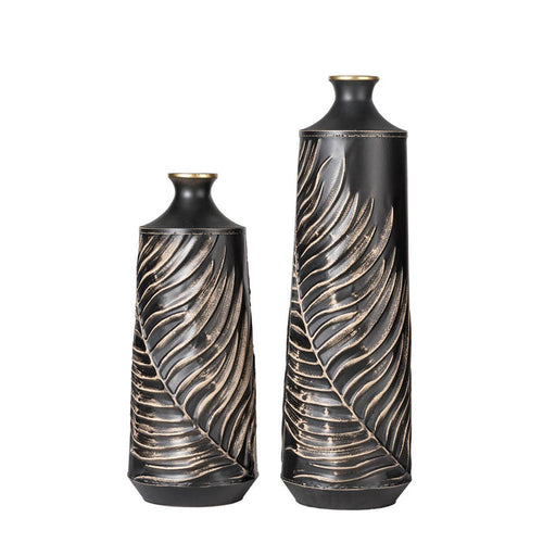 Boho Elegant Decorative Metal Table/Floor Vase, Set of 2