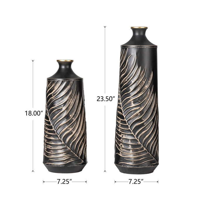 Boho Elegant Decorative Metal Table/Floor Vase, Set of 2