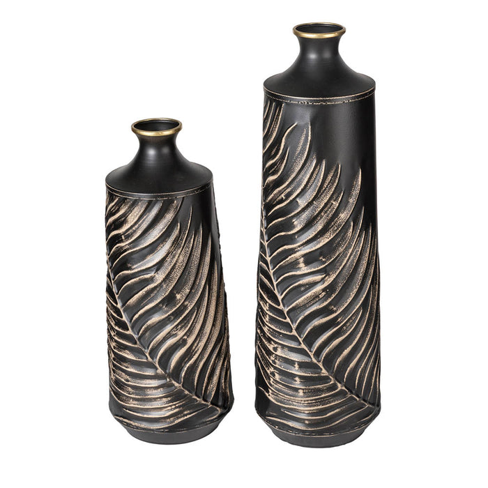 Boho Elegant Decorative Metal Table/Floor Vase, Set of 2
