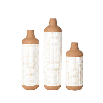 Boho/Farmhouse Decorative Table/Floor Metal Vase, Set of 3