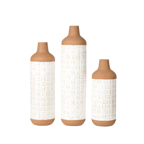 Boho/Farmhouse Decorative Table/Floor Metal Vase, Set of 3